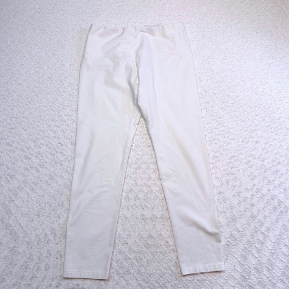 Soft Surroundings White Pull On Stretch Knit Leggings Wide Waistband Size S
